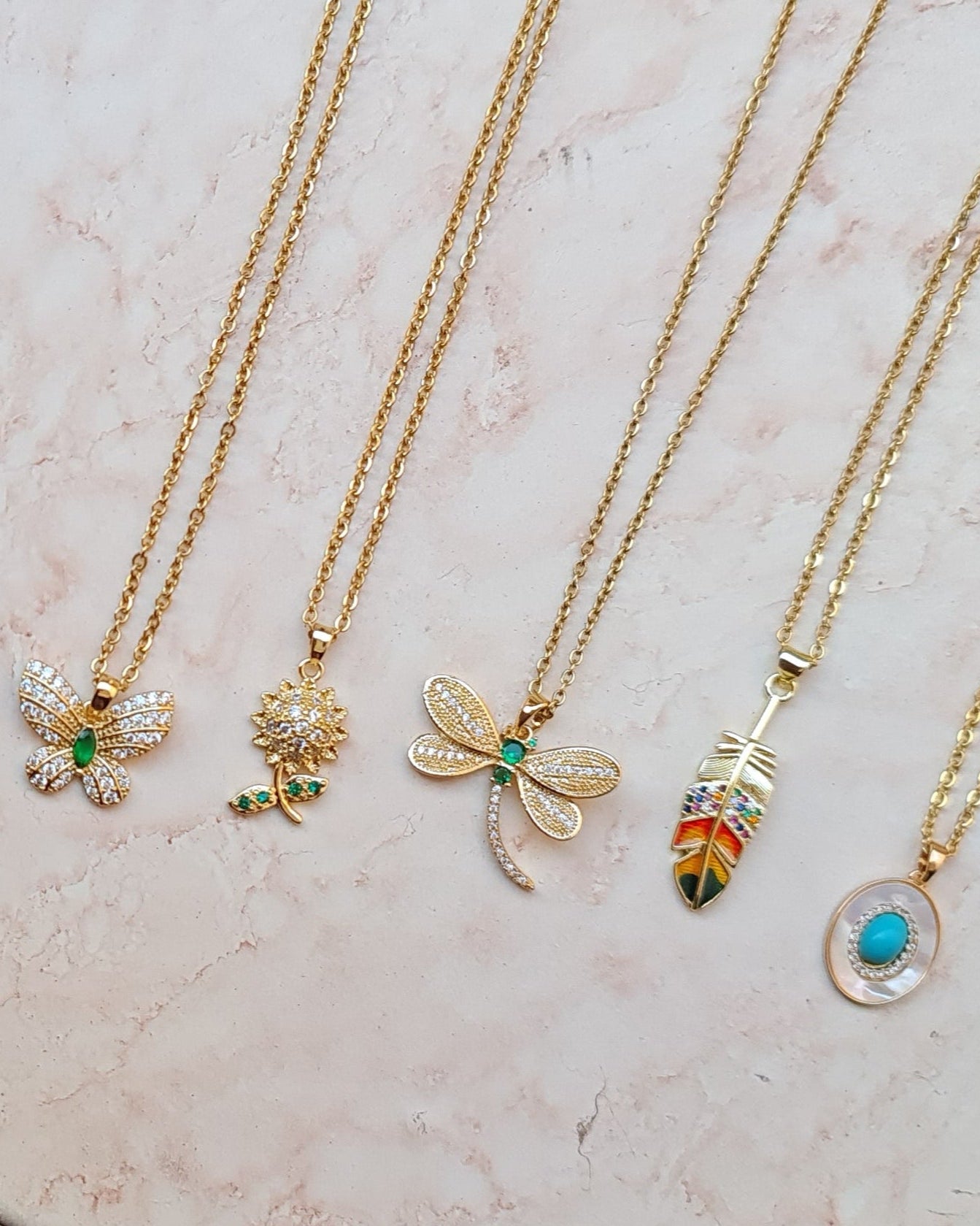 Stainless Steel Chains With Zircon Pendants