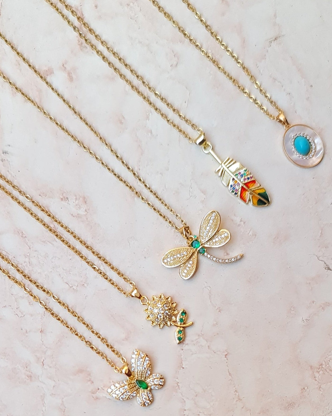 Stainless Steel Chains With Zircon Pendants