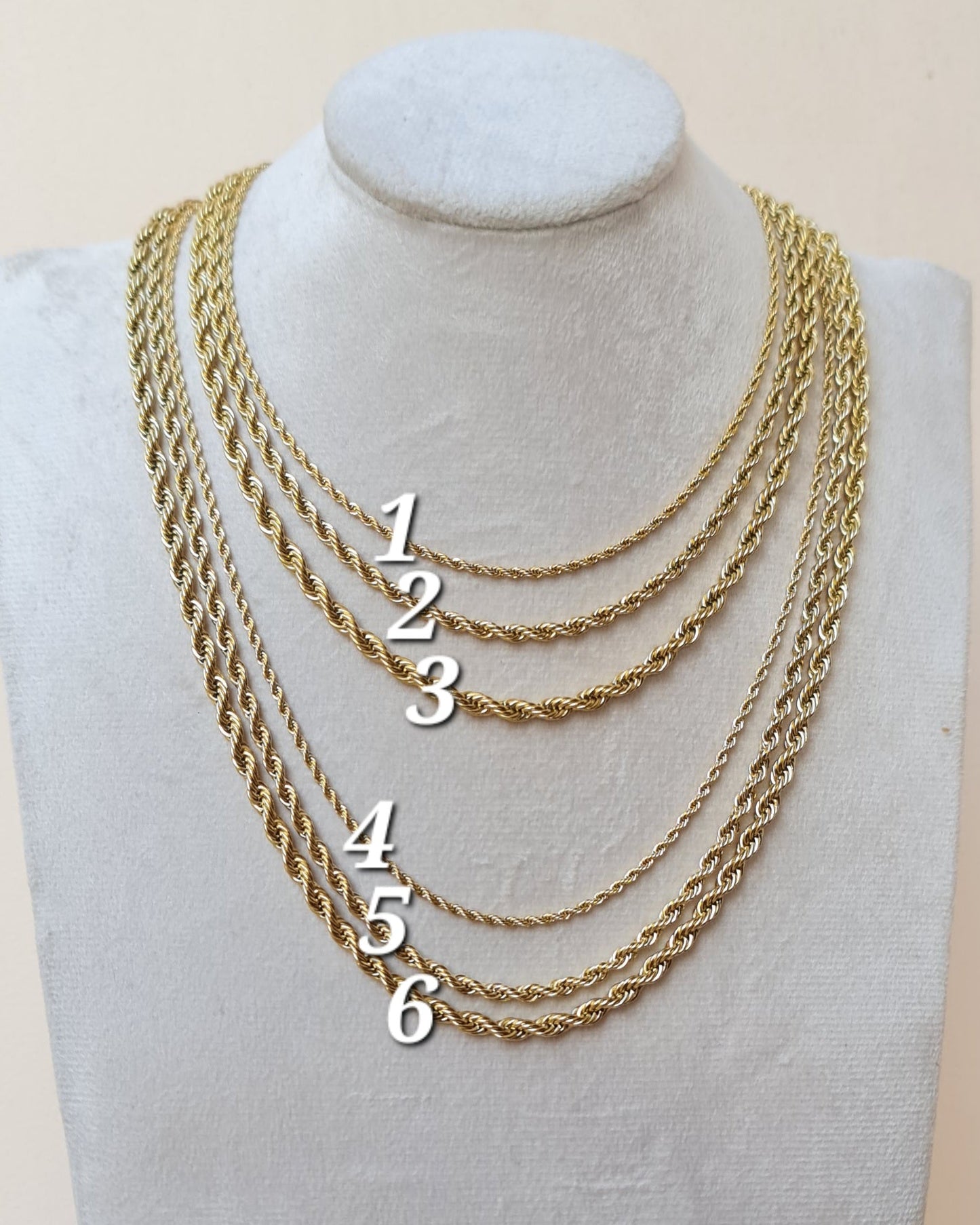 Gold Plated Stainless Steel Rope / Twisted Chain Necklace
