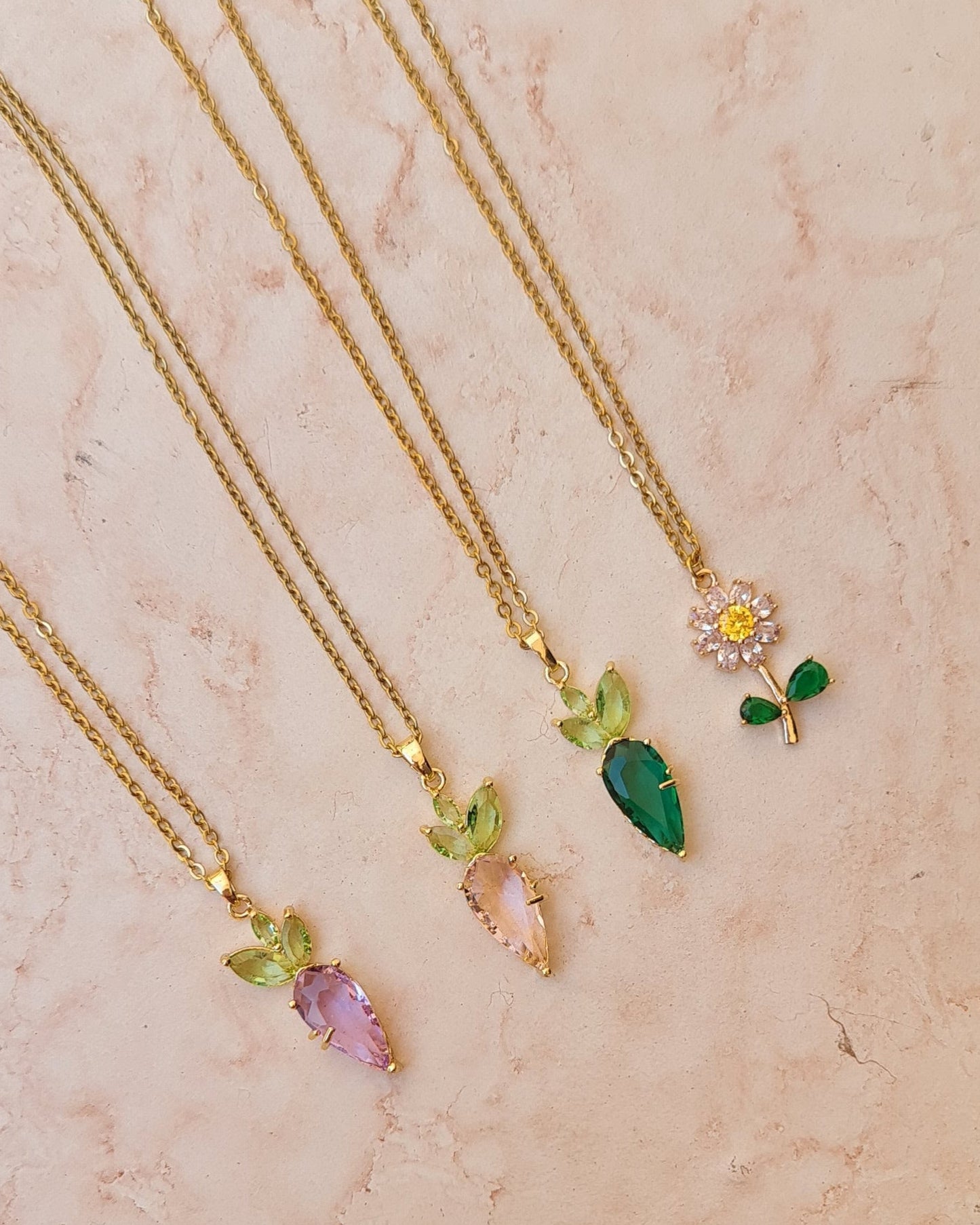 Stainless Steel Chains With Zircon Pendants