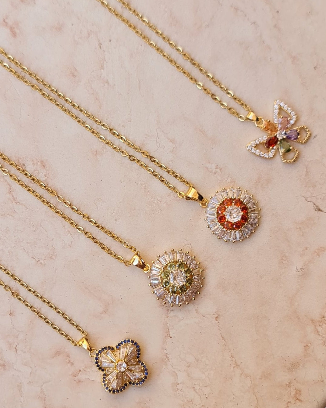 Stainless Steel Chains With Zircon Pendants