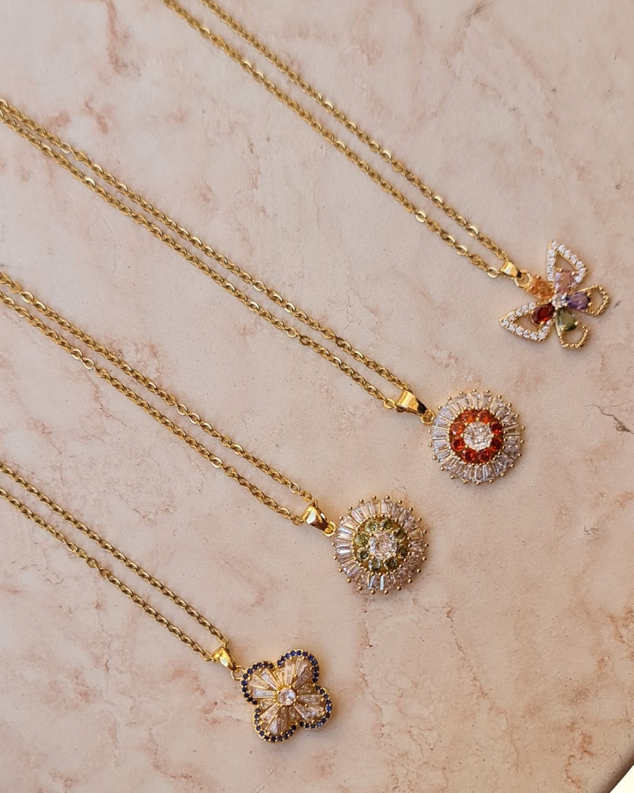 Stainless Steel Chains With Zircon Pendants