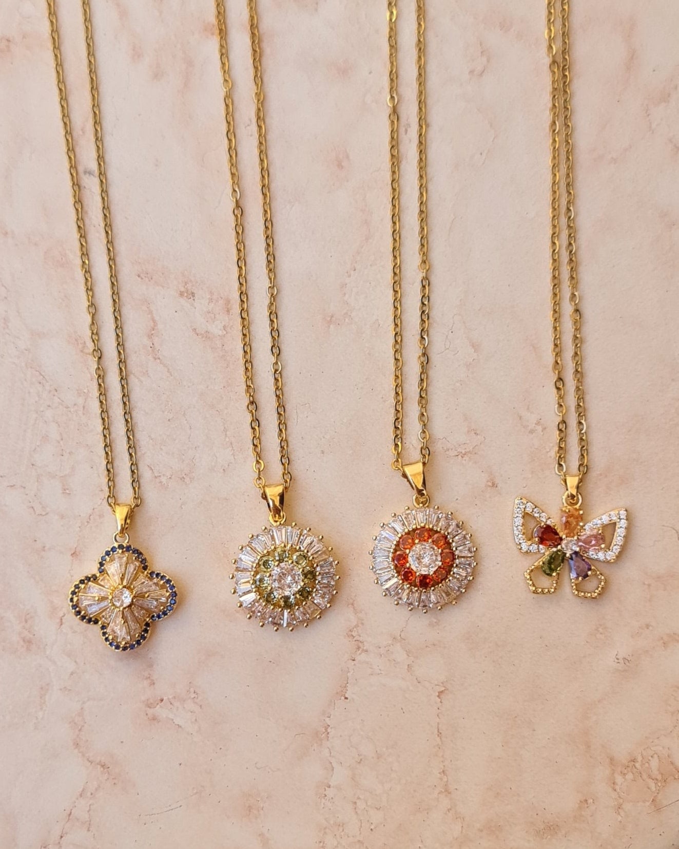 Stainless Steel Chains With Zircon Pendants