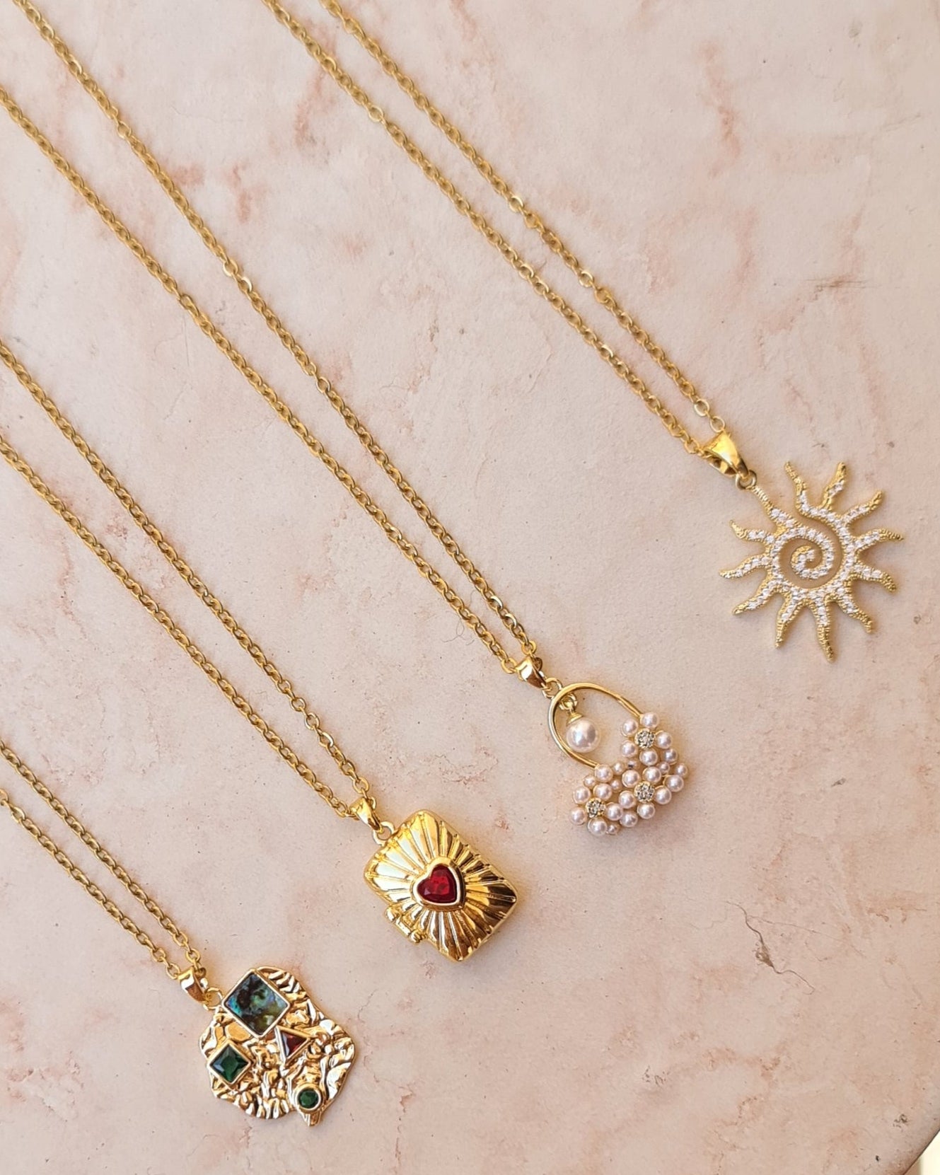 Stainless Steel Chains With Zircon Pendants