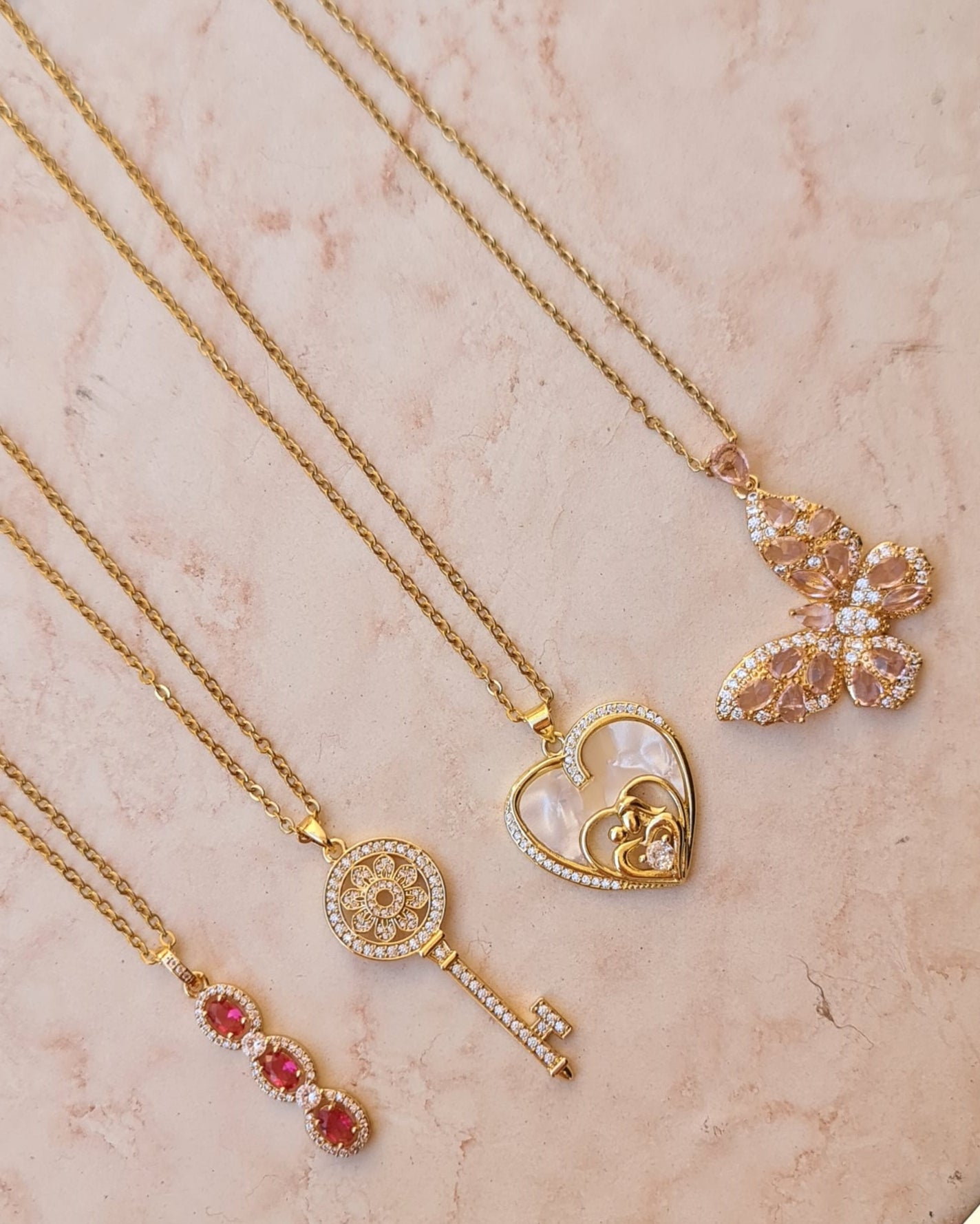Stainless Steel Chains With Zircon Pendants