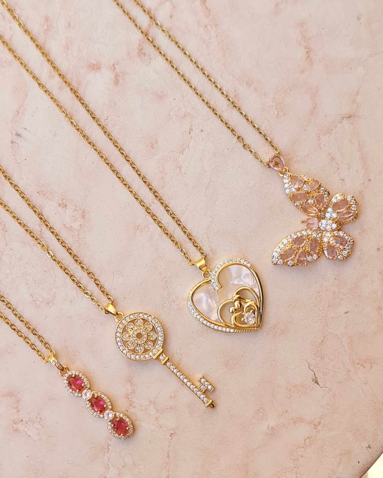 Stainless Steel Chains With Zircon Pendants