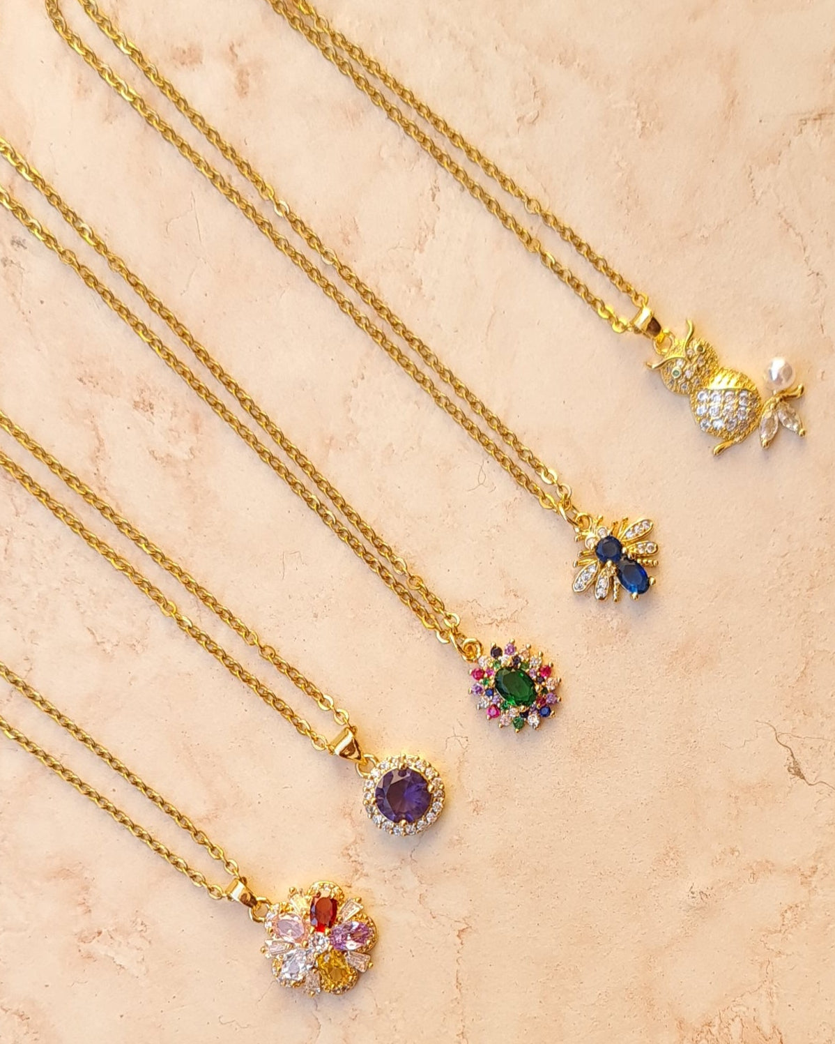 Stainless Steel Chains With Zircon Pendants