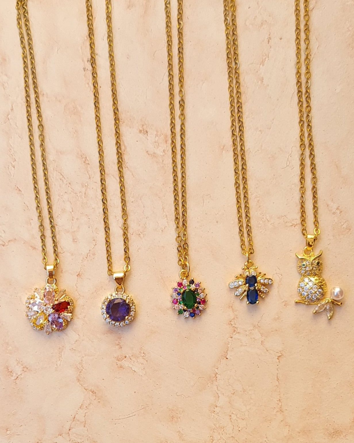 Stainless Steel Chains With Zircon Pendants