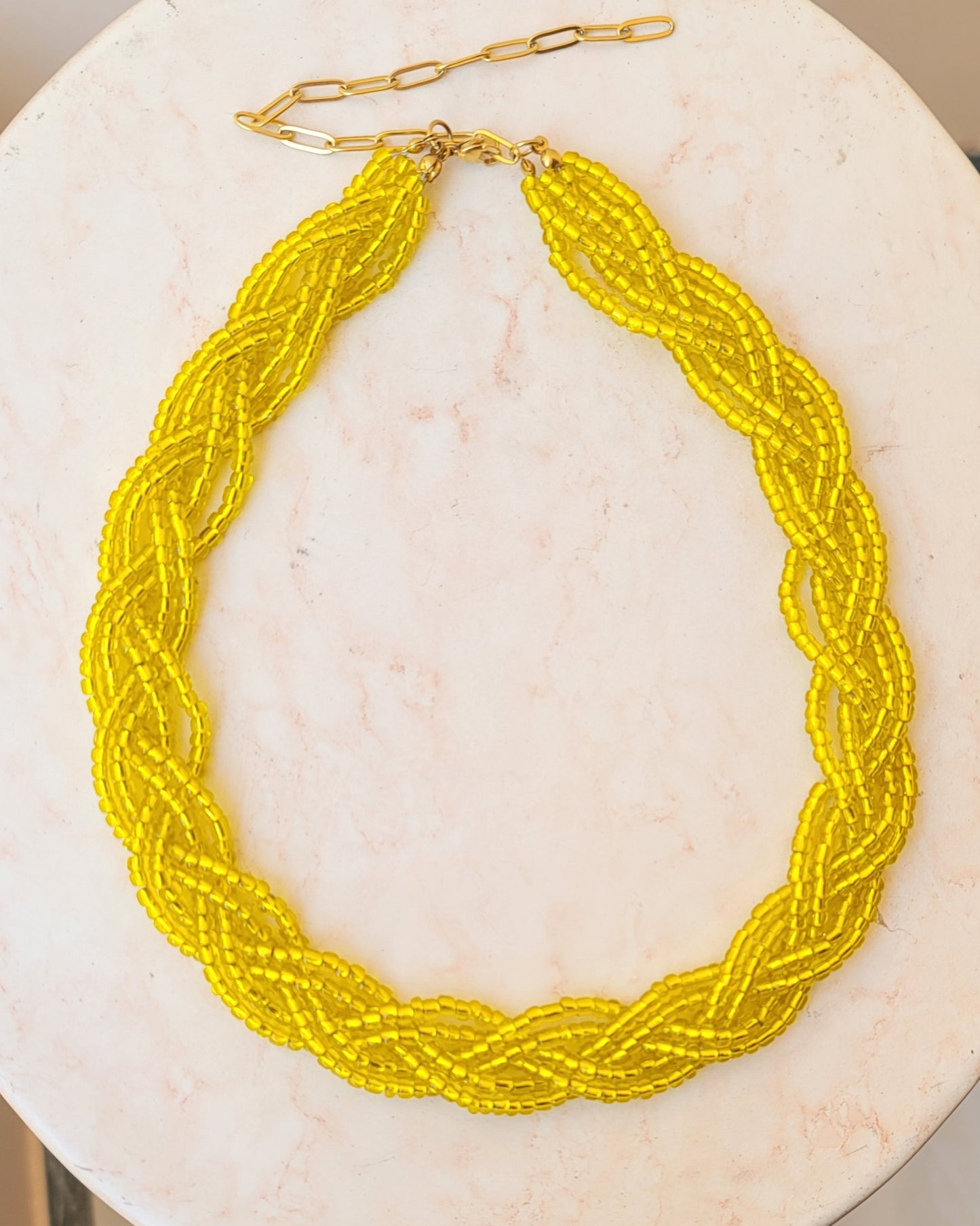 Braided Glittery Beaded Necklace