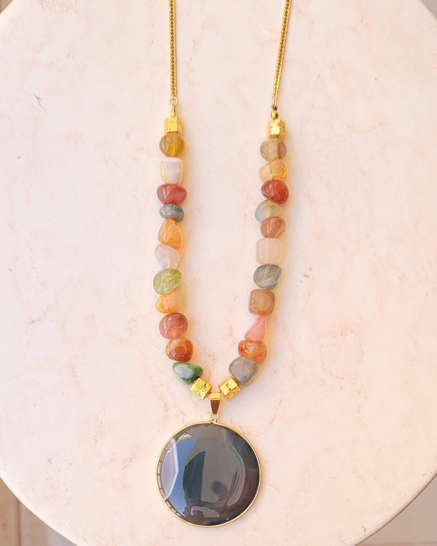 Agate Necklace With Natural Stone Pendant