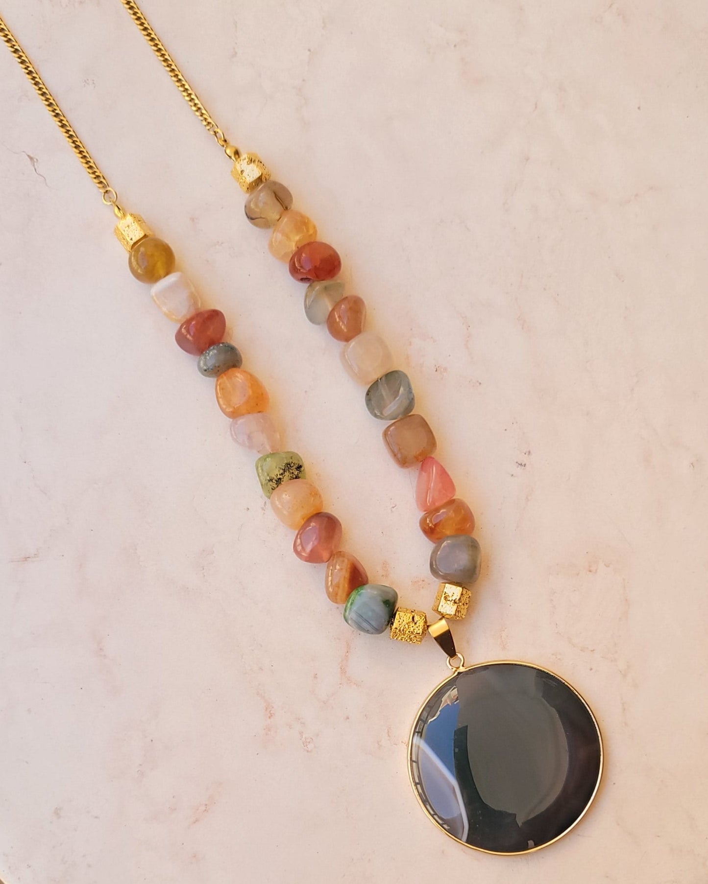 Agate Necklace With Natural Stone Pendant