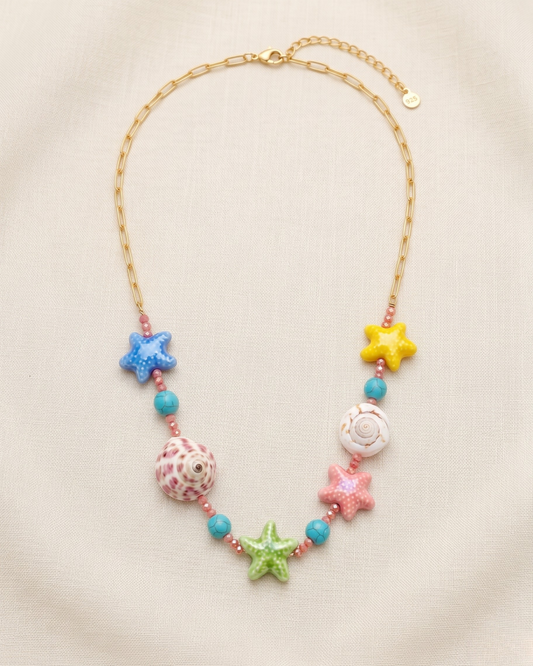 Stainless Steel Summer Necklace With Starfish Charms