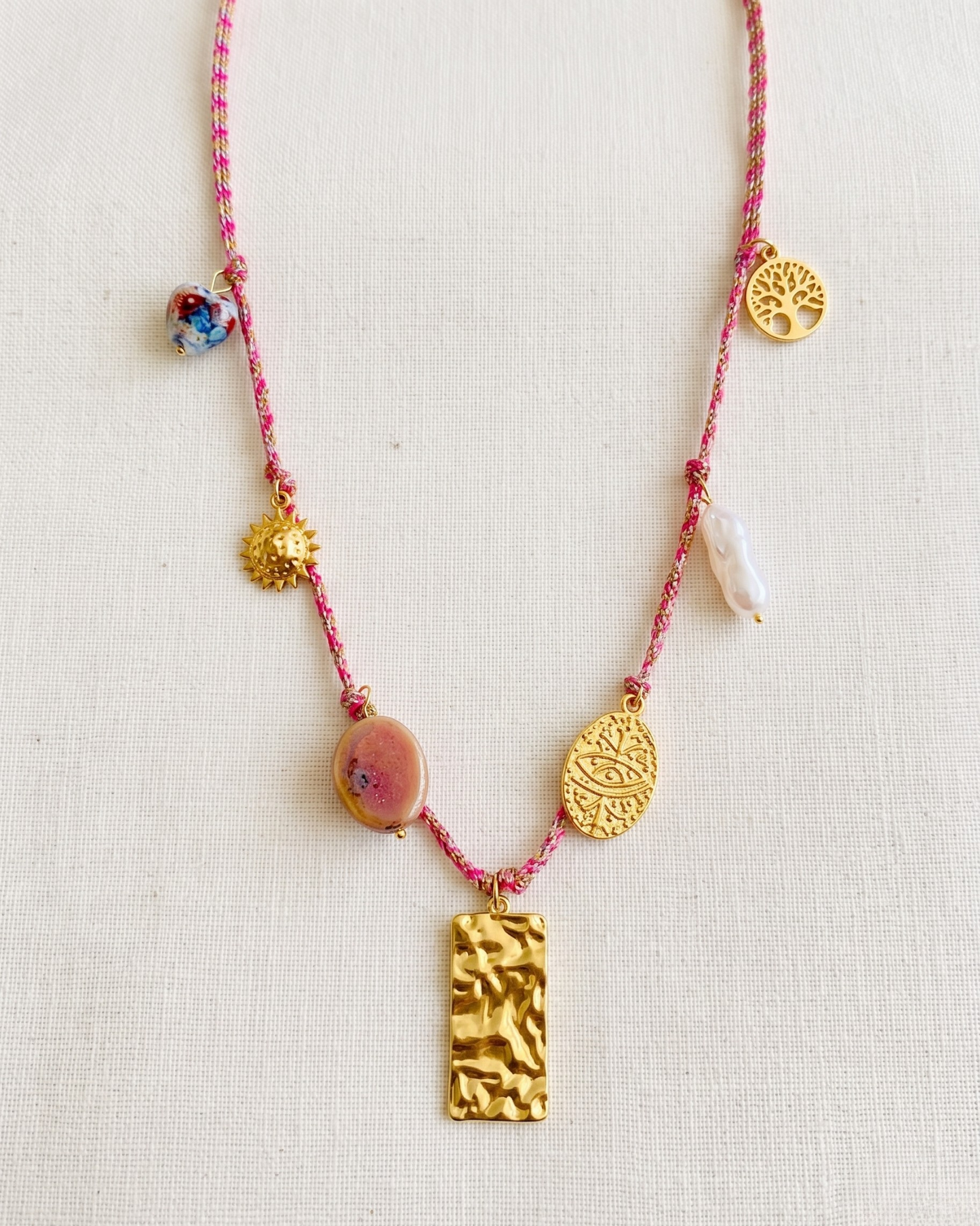 Summer Thread Necklace With Charms