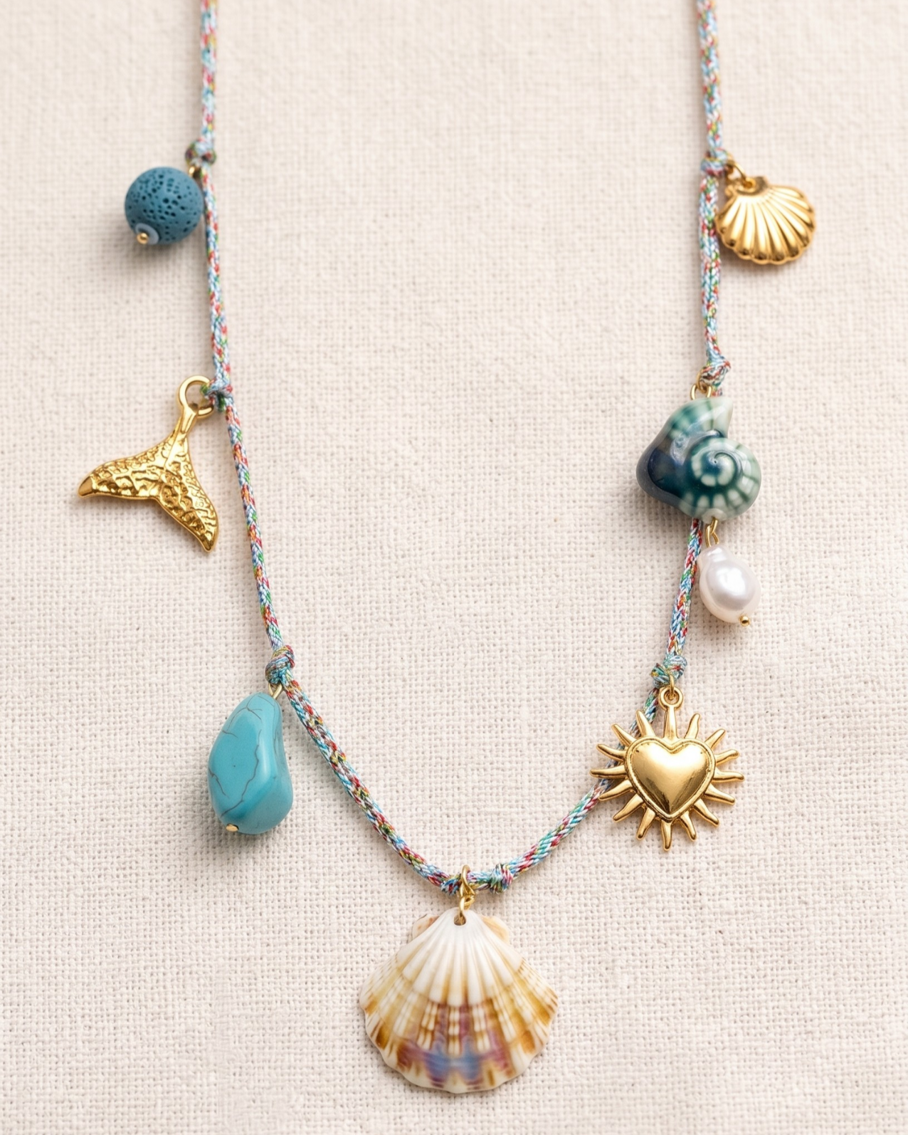Summer Thread Necklace With Charms