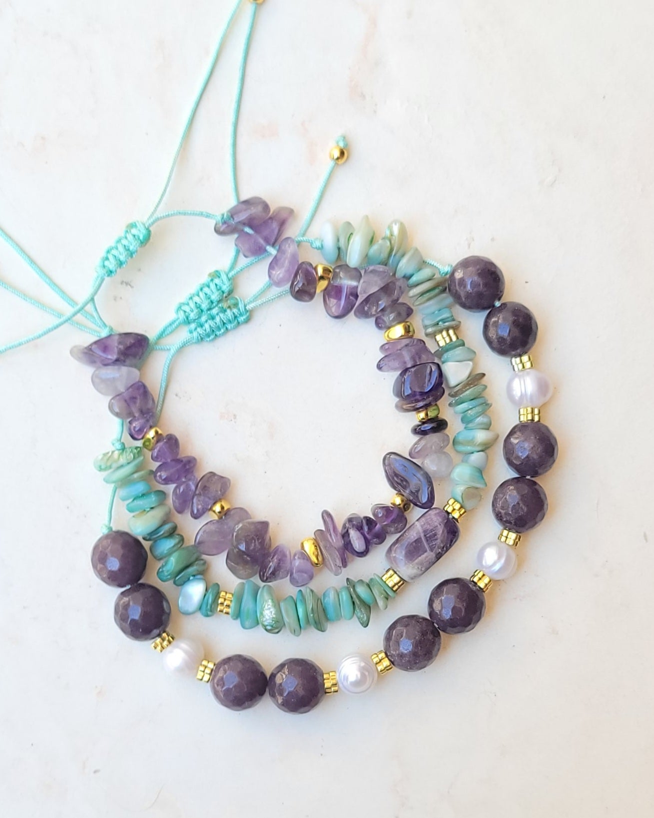 3 Pcs Set Natural Stones Bracelets