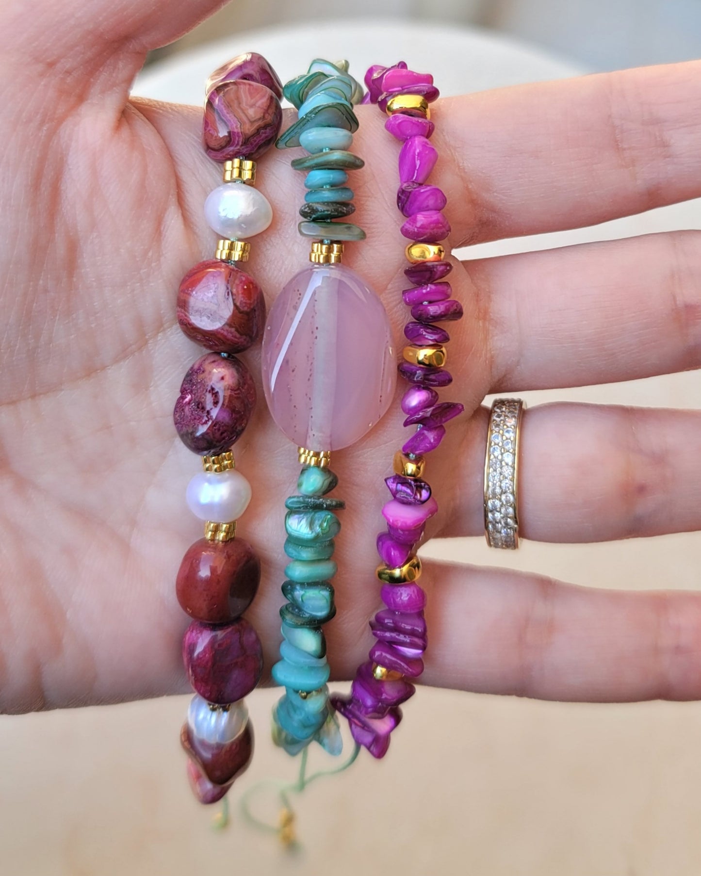 3 Pcs Set Natural Stones Bracelets