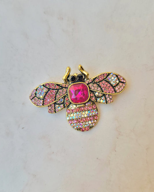 Bee Brooch With Zircon Stones - Pink