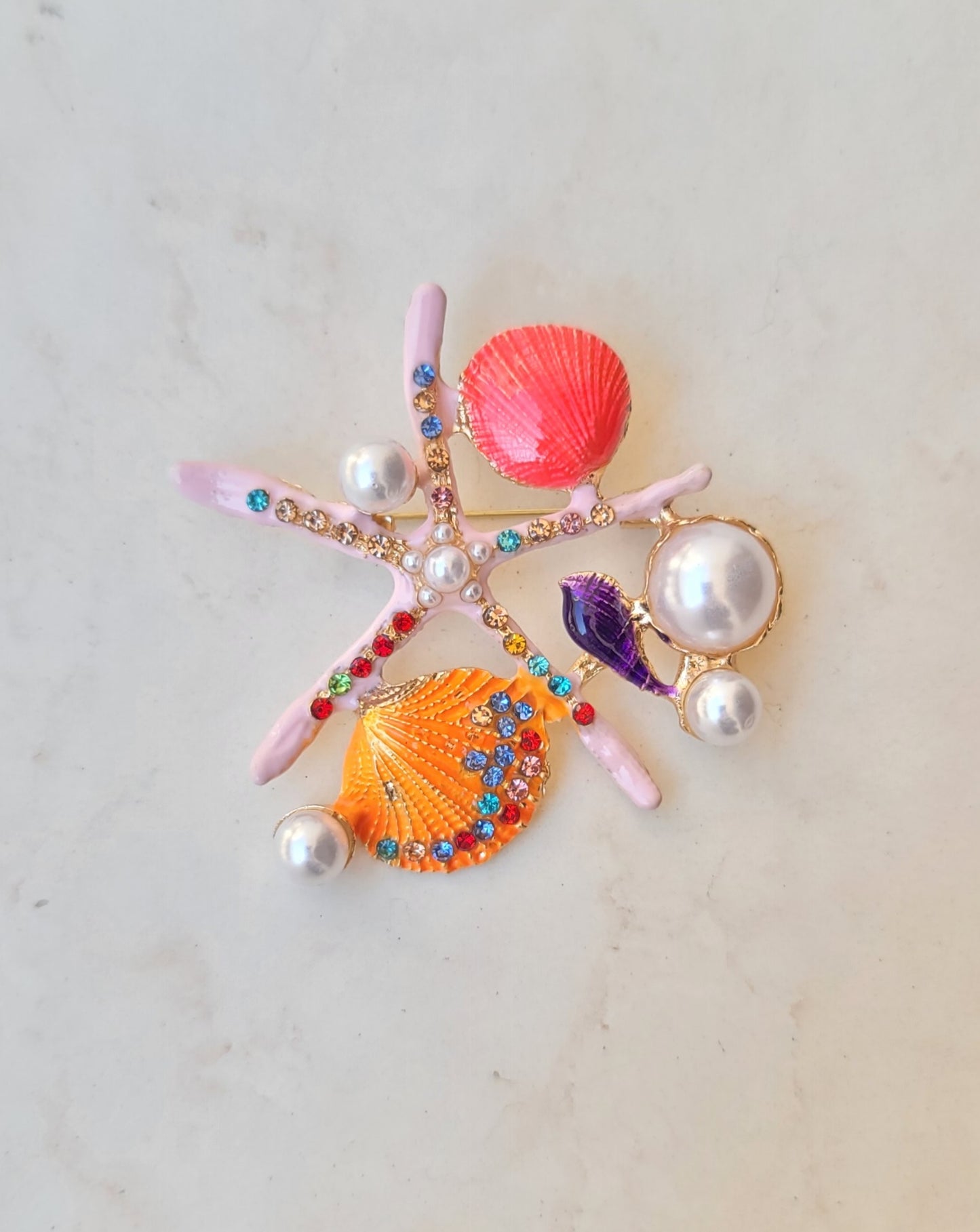 Colorful Starfish Brooch - Rose