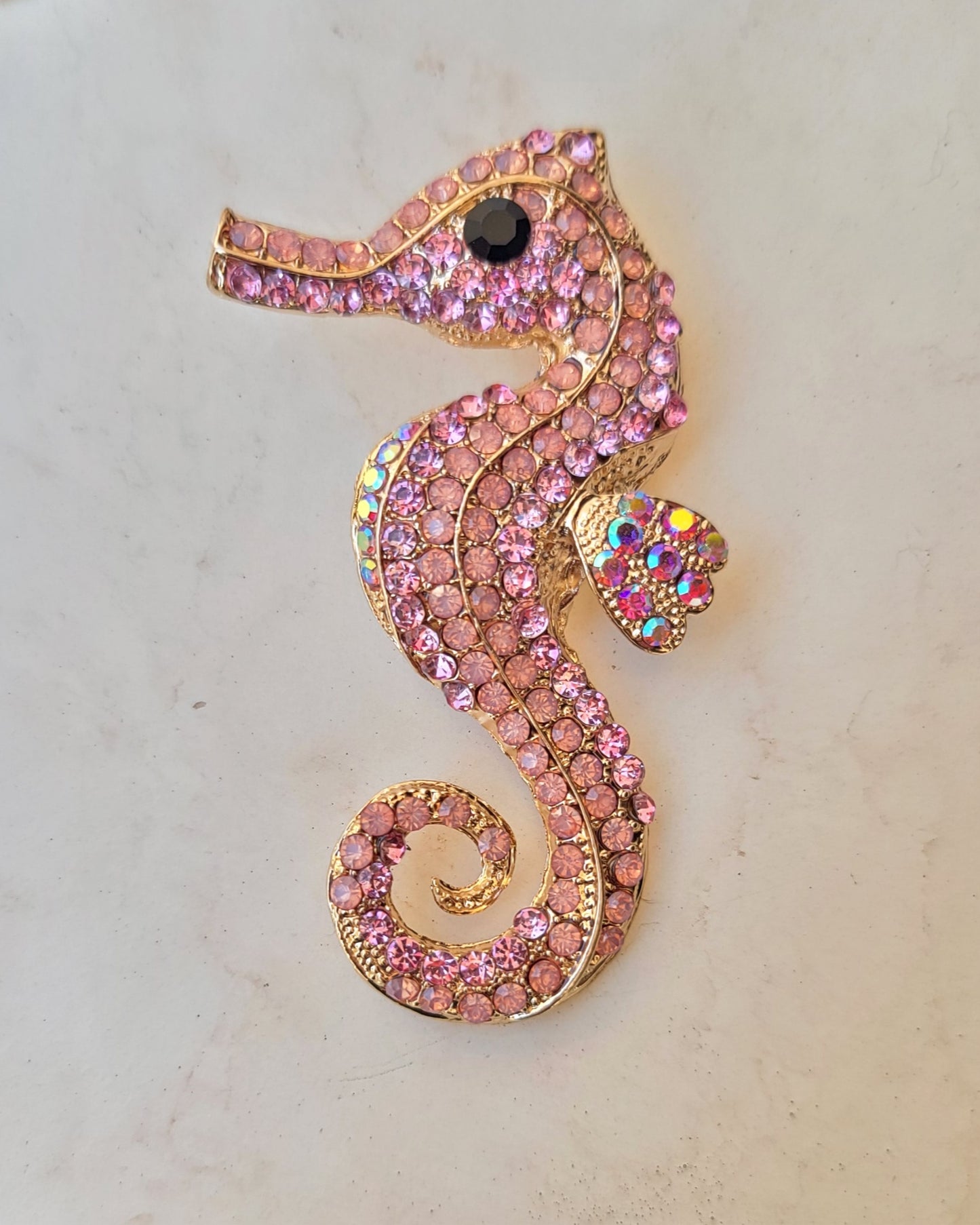 Big Seahorse Brooch - Pink