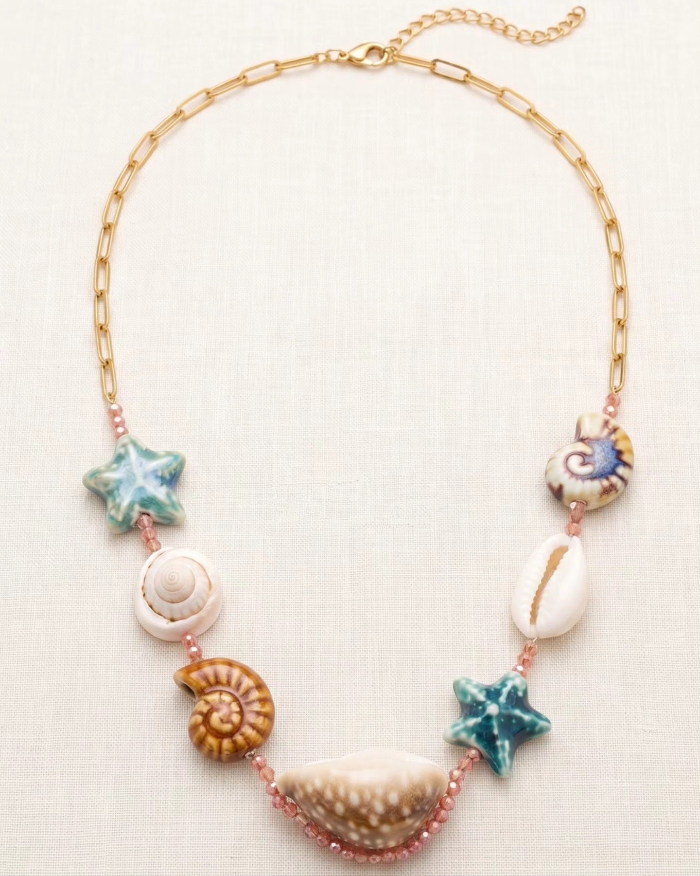 Stainless Steel Summer Necklace With Starfish Charms