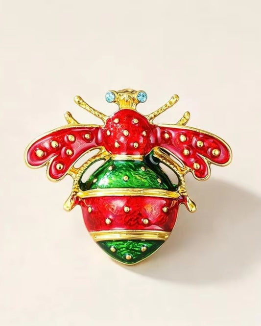 Red × Green Bee Brooch