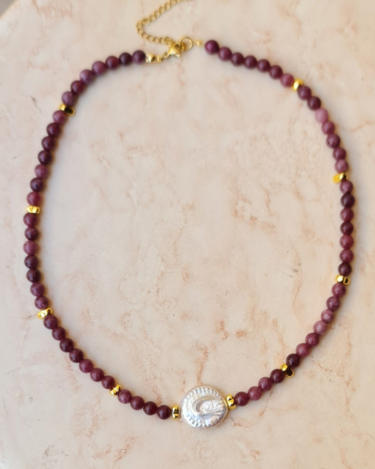 Agate Necklace With Fresh Water Pearls
