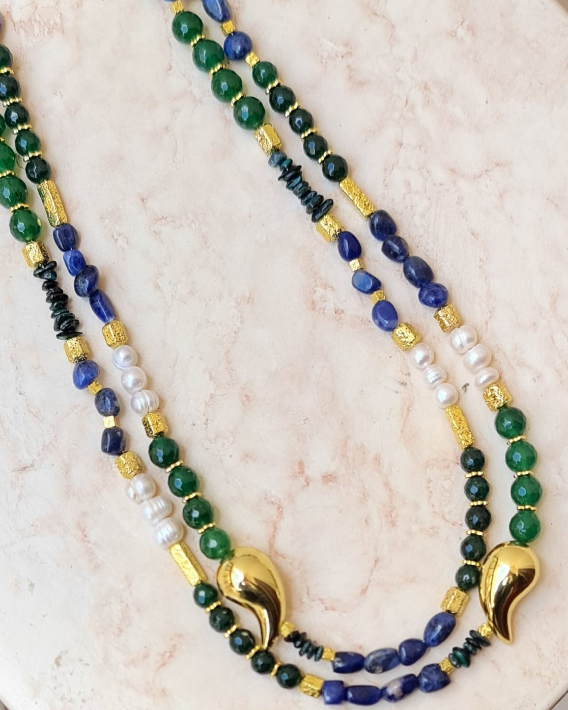 Agate Necklace With Fresh Water Pearls