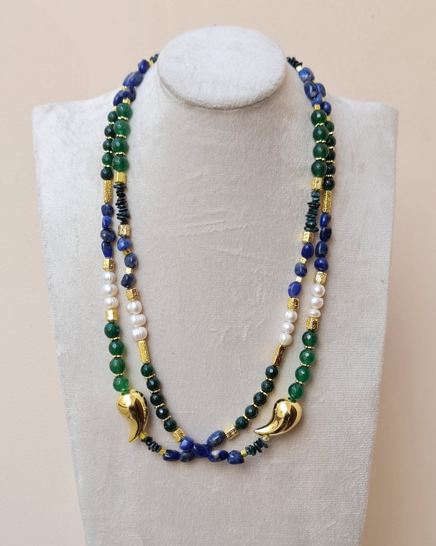 Agate Necklace With Fresh Water Pearls