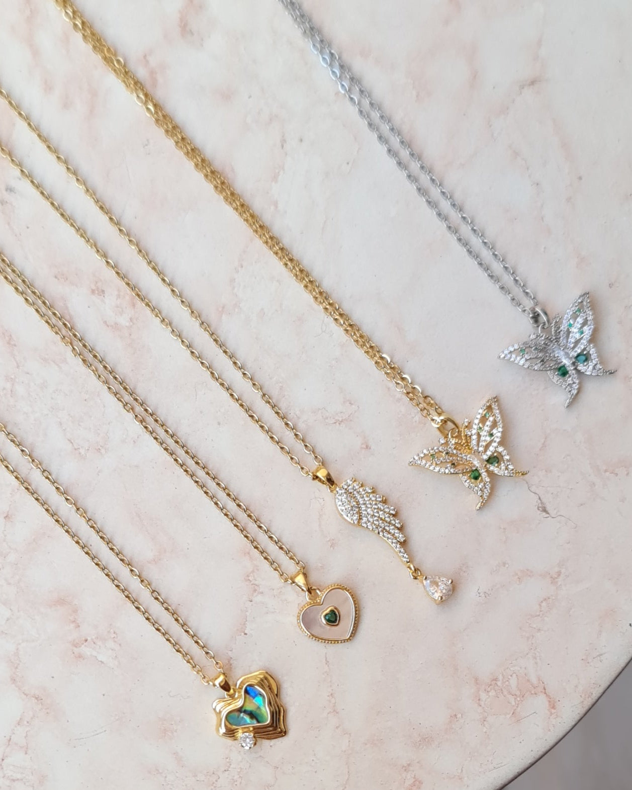 Stainless Steel Chains With Zircon Pendants