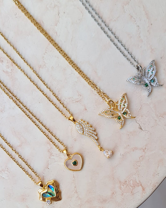 Stainless Steel Chains With Zircon Pendants