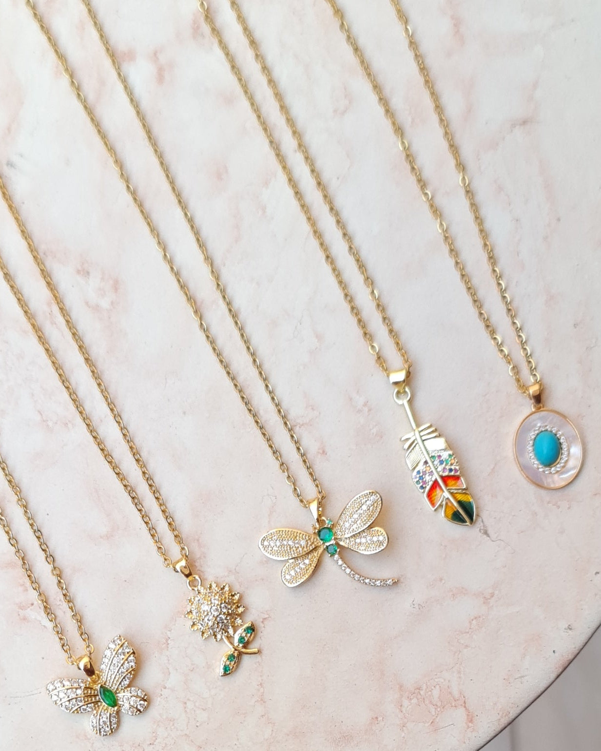 Stainless Steel Chains With Zircon Pendants
