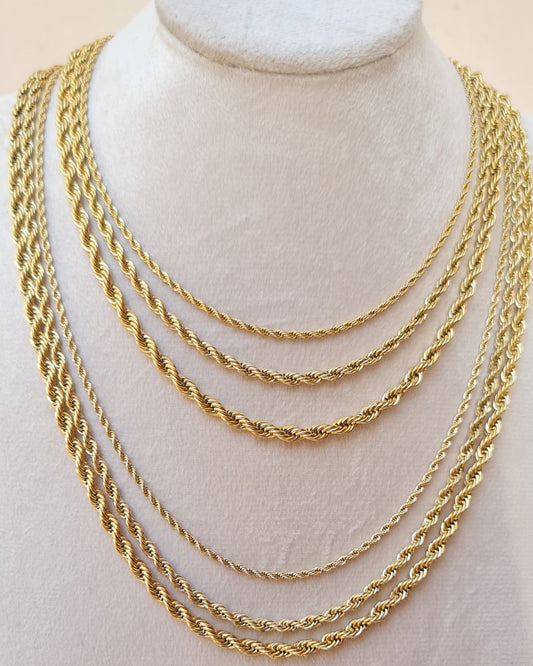 Gold Plated Stainless Steel Rope / Twisted Chain Necklace