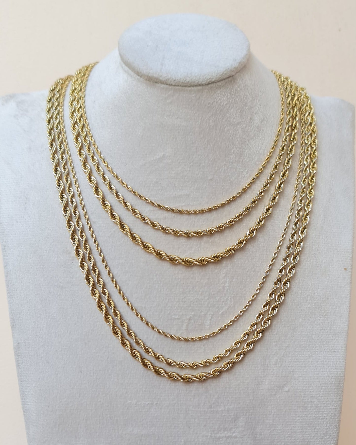 Gold Plated Stainless Steel Rope / Twisted Chain Necklace