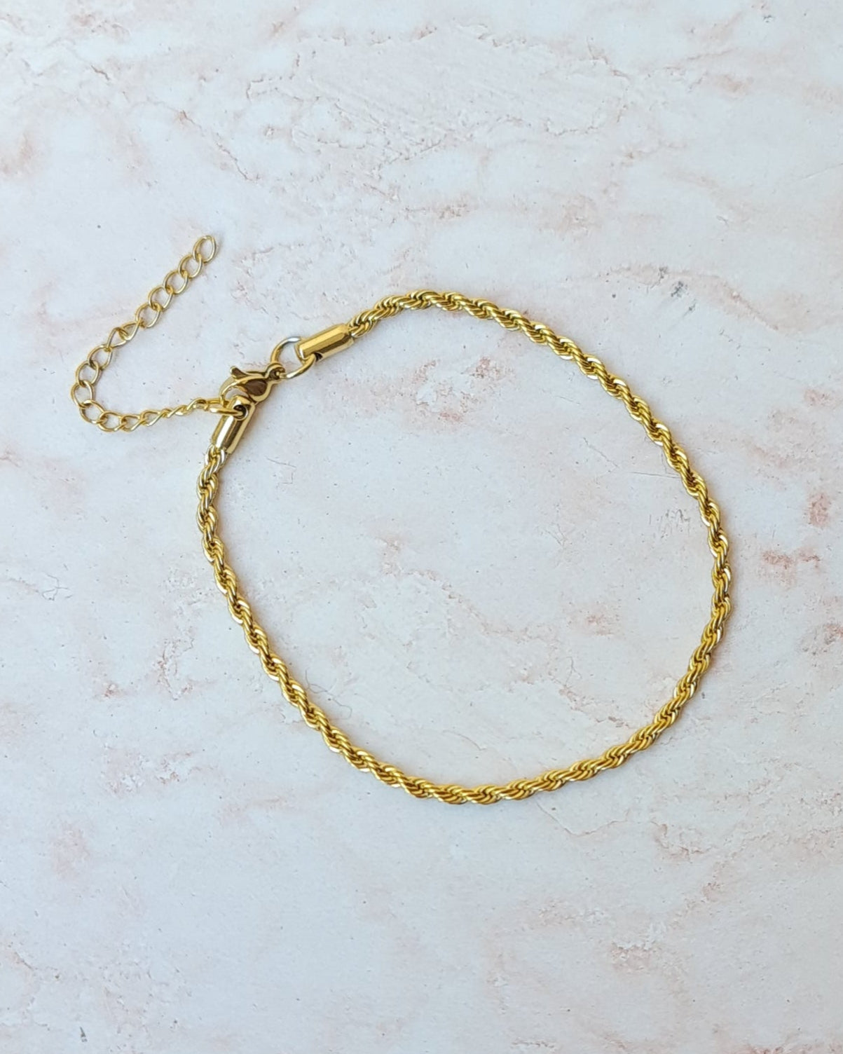 Gold Plated Stainless Steel Rope / Twisted Chain Anklet