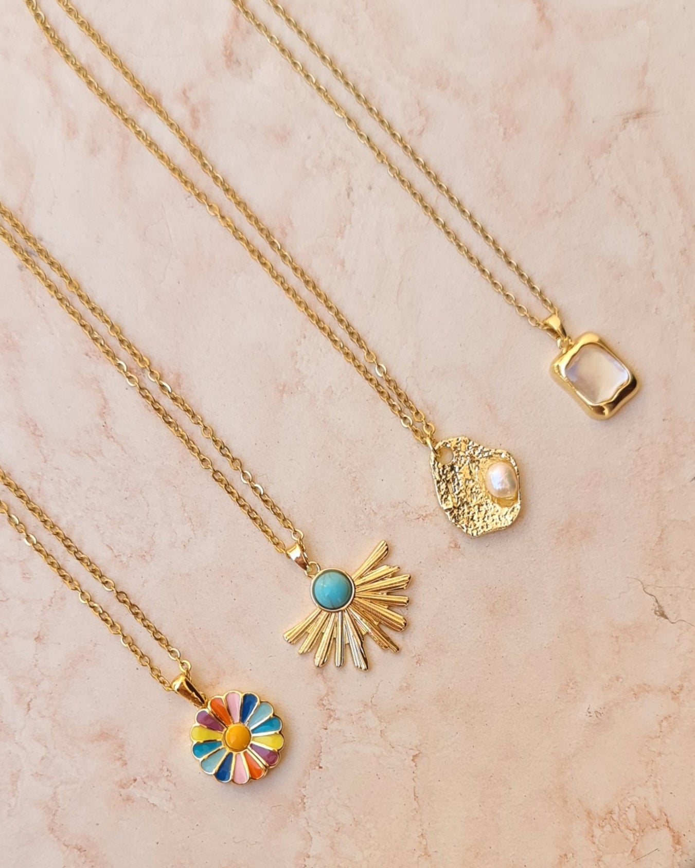 Stainless Steel Chains With Gold Plated Pendants
