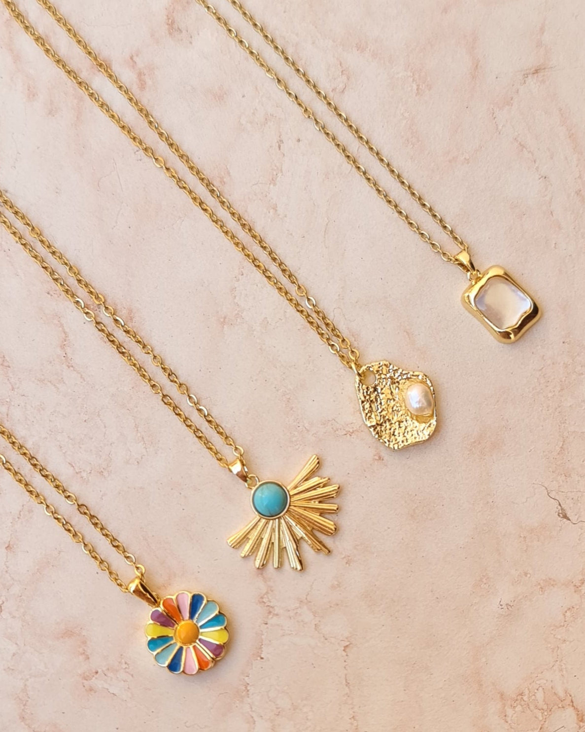 Stainless Steel Chains With Gold Plated Pendants