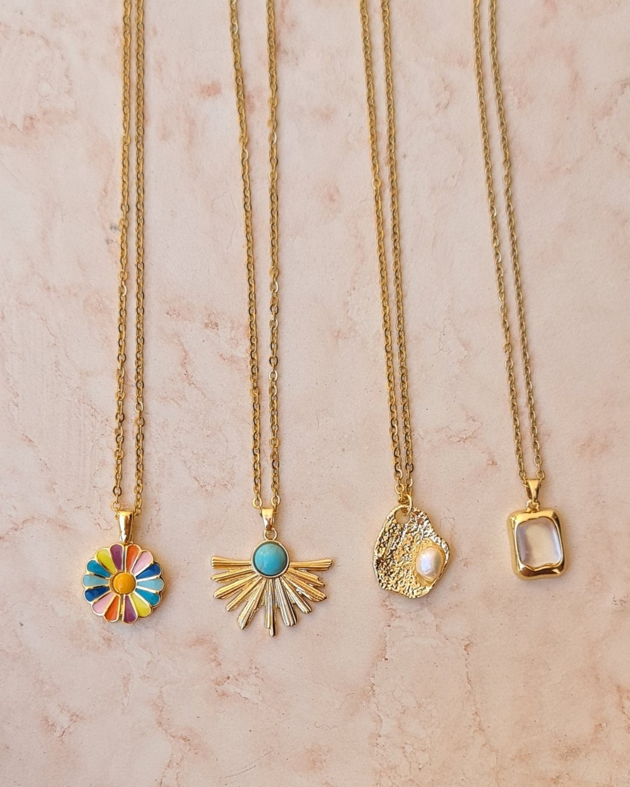 Stainless Steel Chains With Gold Plated Pendants