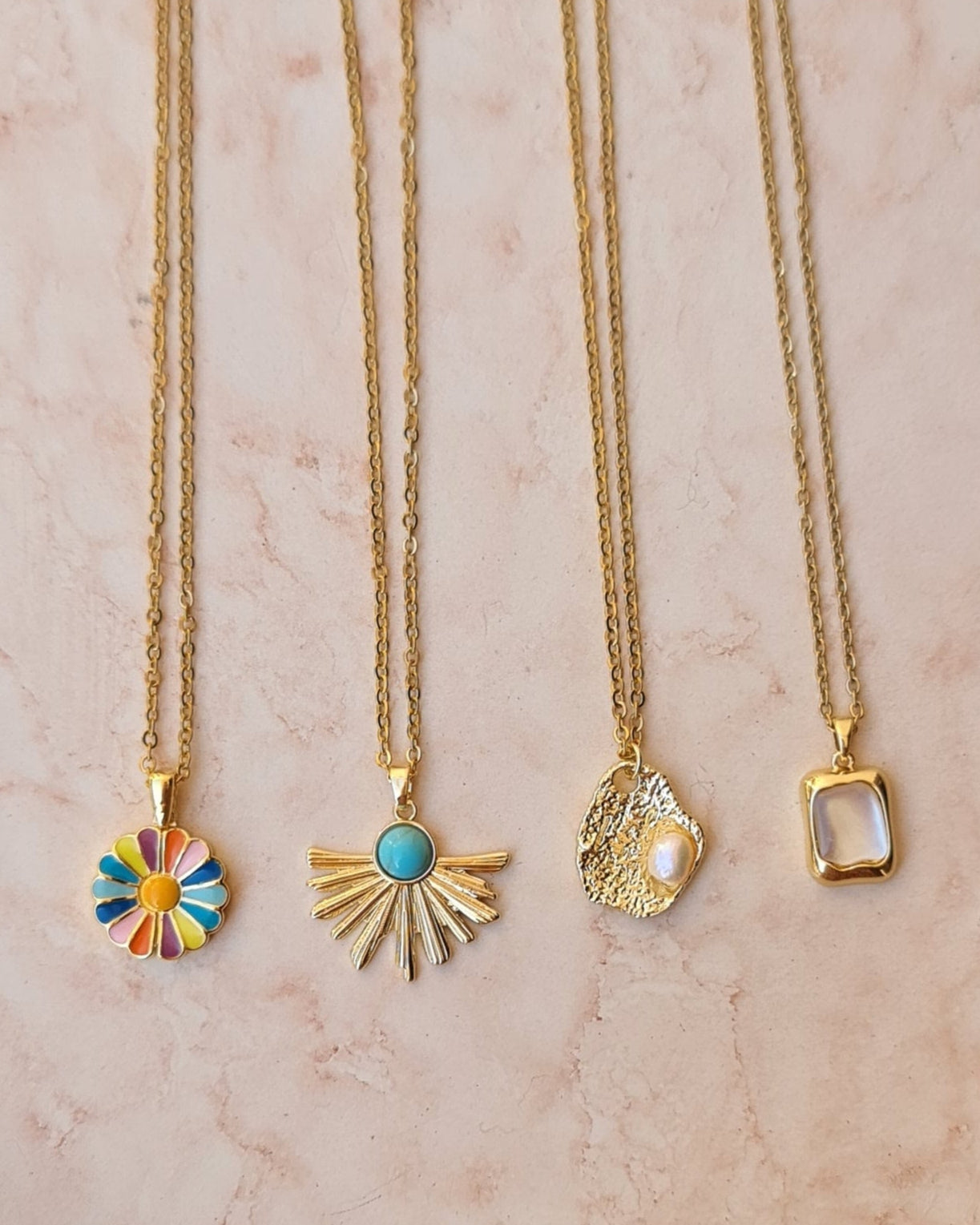 Stainless Steel Chains With Gold Plated Pendants