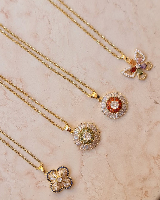 Stainless Steel Chains With Zircon Pendants