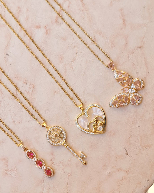 Stainless Steel Chains With Zircon Pendants