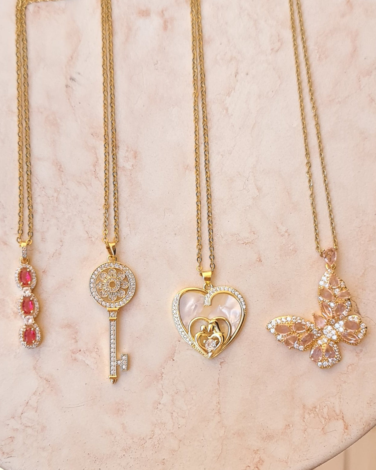 Stainless Steel Chains With Zircon Pendants