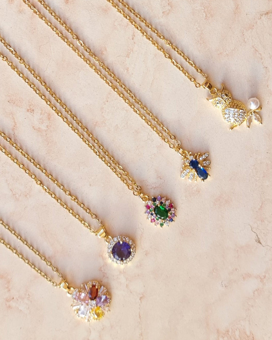 Stainless Steel Chains With Zircon Pendants