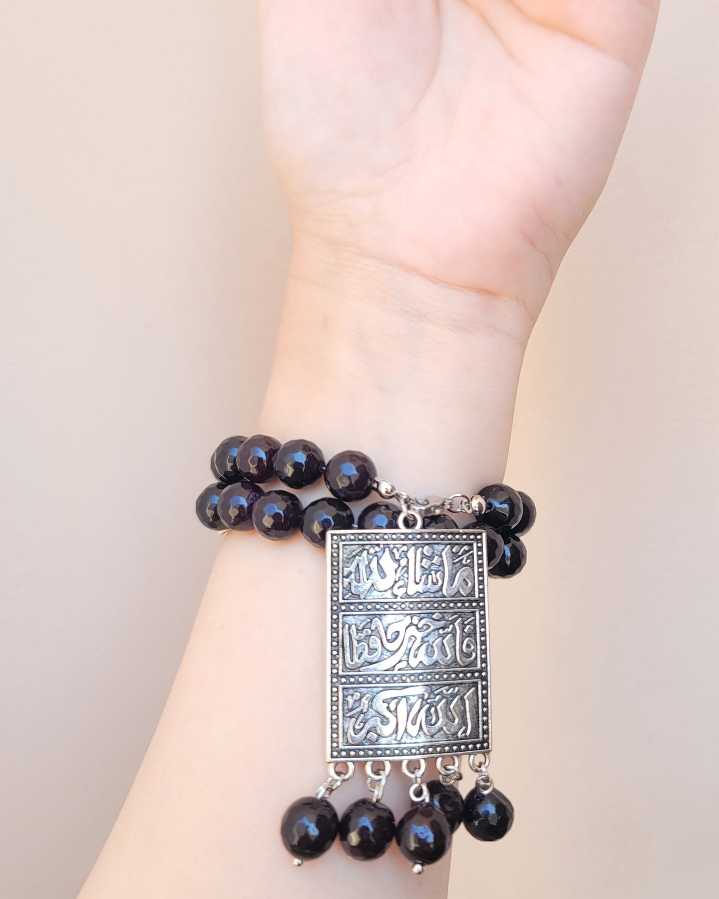 33 Beads Black Agate Sebha / Car Hanger