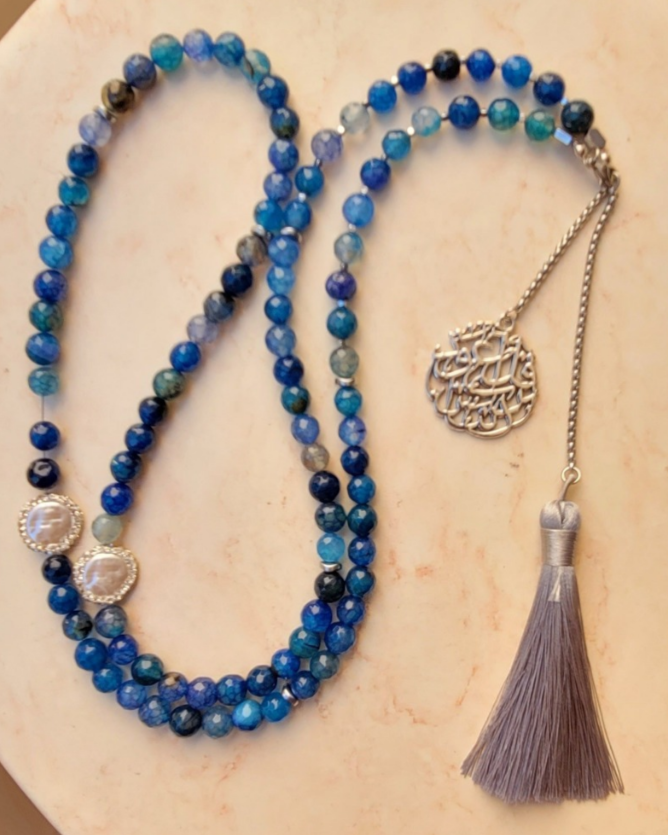 99 Wearable Long Agate Sebha / Necklace