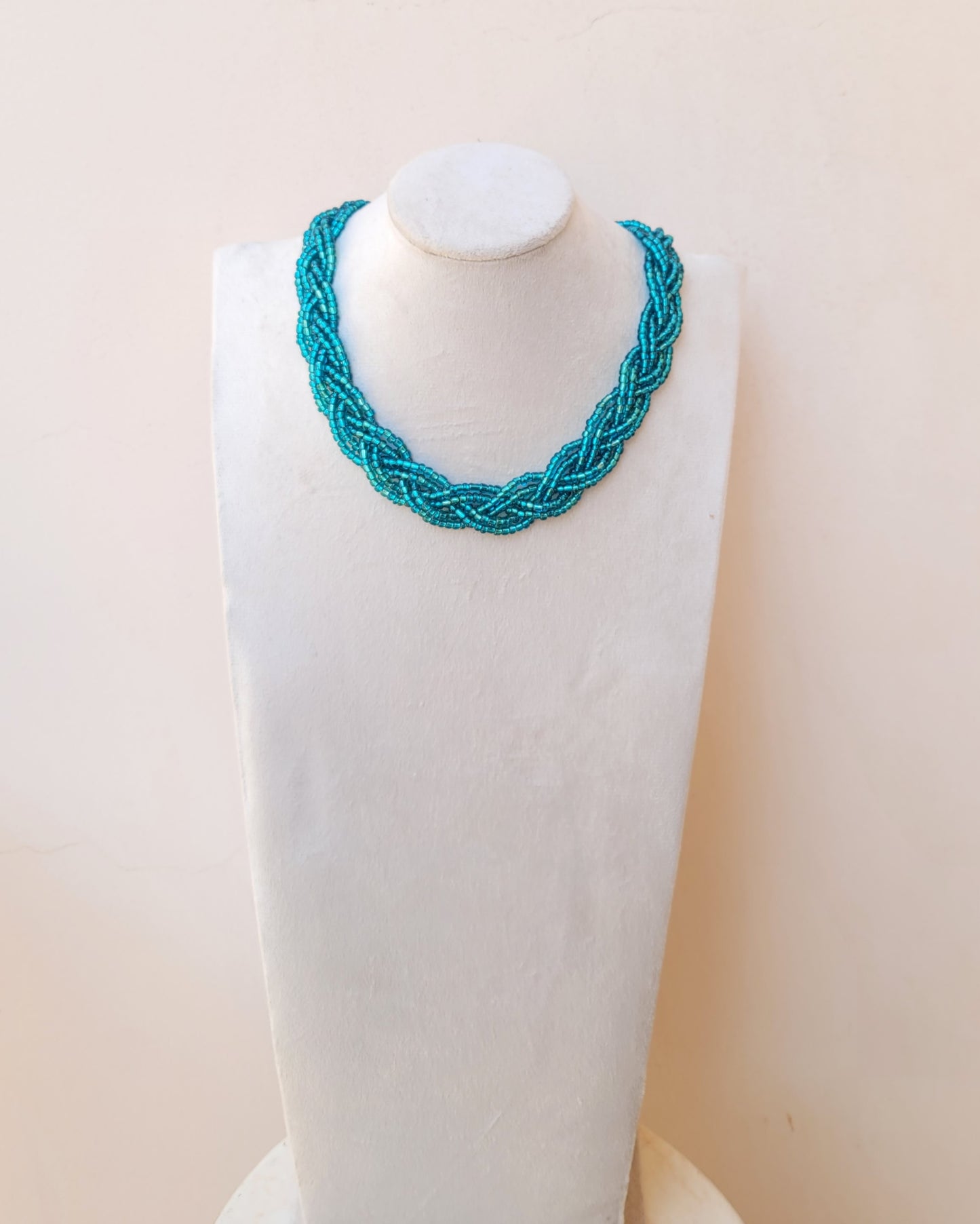 Braided Glittery Beaded Necklace