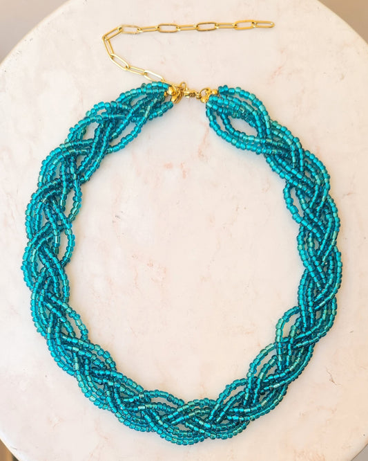 Braided Glittery Beaded Necklace