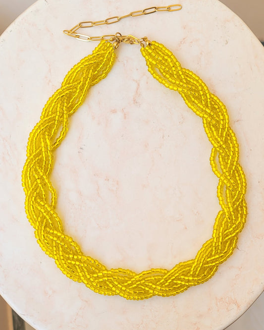 Braided Glittery Beaded Necklace