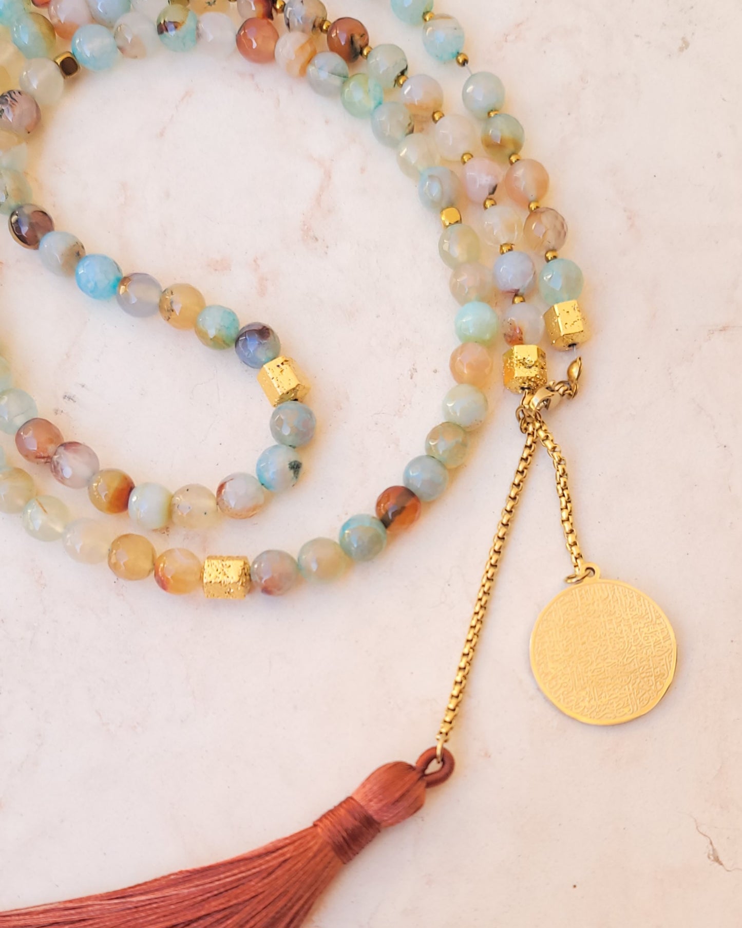 99 Wearable Long Agate Sebha / Necklace (Ayat Alkursi)