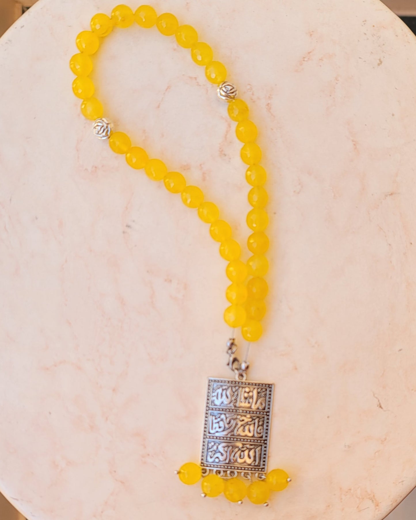 33 Beads Yellow Agate Sebha / Car Hanger