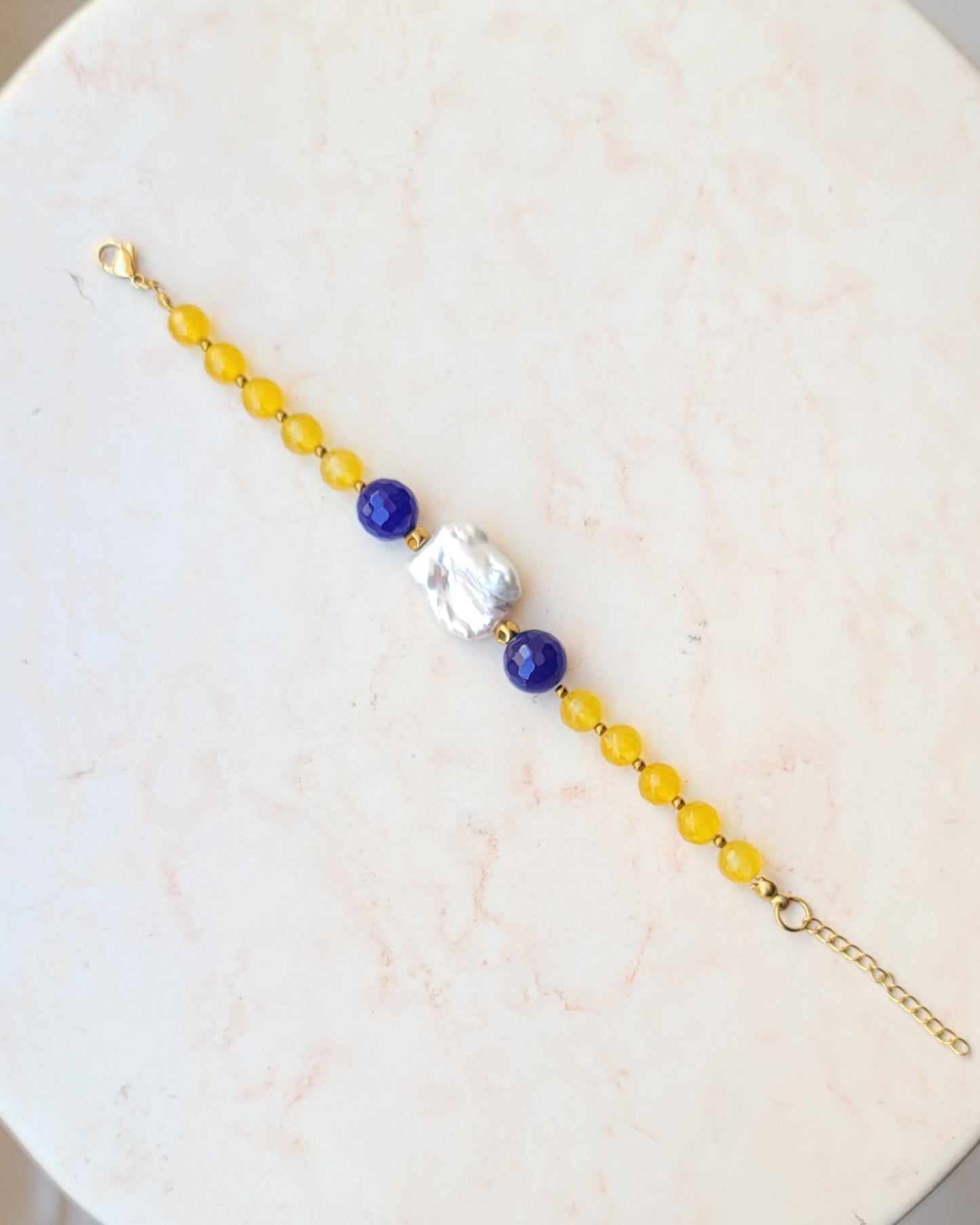 Colorful Agate & Freshwater Natural Pearl Bracelet